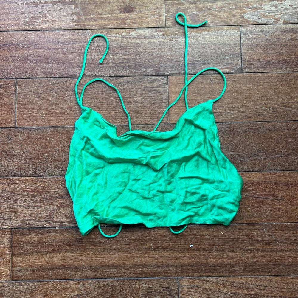 Silky Green Backless Tank